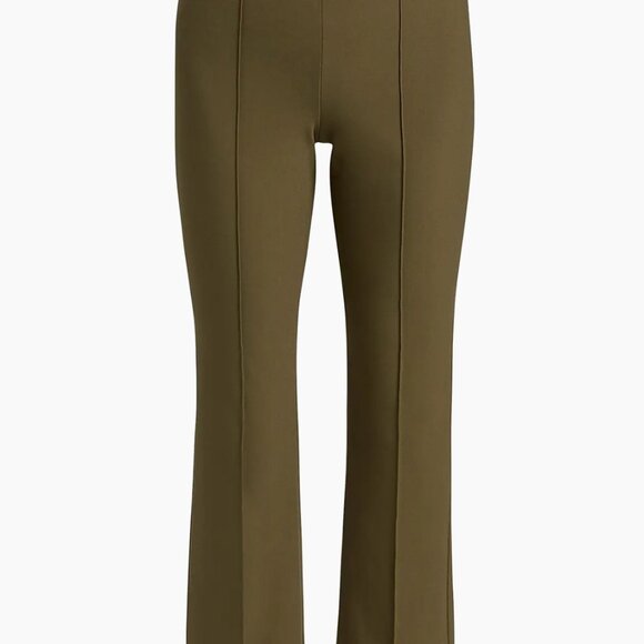 Vince Olive Stretch Pintuck Crop Flare Pants Large - Picture 2 of 7